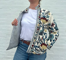 Load image into Gallery viewer, SUZANI JACKET - Cream, Multi/ BLUE ticking stripe lining