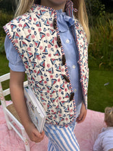 Load image into Gallery viewer, Jolly Sailboats Reversible Quilted Gilet