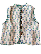 Load image into Gallery viewer, Blue Blooms Reversible Quilted Gilet
