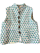 Load image into Gallery viewer, Blue Blooms Reversible Quilted Gilet
