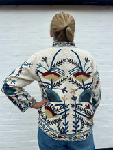 Load image into Gallery viewer, SUZANI JACKET - Cream, Multi/ BLUE ticking stripe lining

