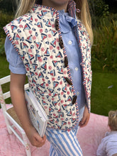 Load image into Gallery viewer, Jolly Sailboats Reversible Quilted Gilet
