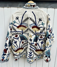 Load image into Gallery viewer, SUZANI JACKET - Cream, Multi/ BLUE ticking stripe lining
